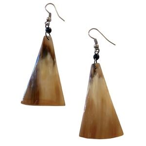 Brown Shell Triangle Dangle Earrings